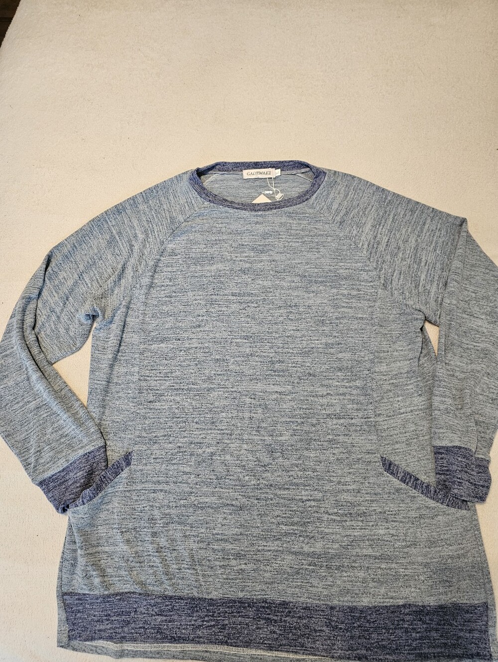 Gadewake Tunic Size Xl Bnwt Two Tone Blue Pockets Cotton Poly Blend Long Sleeve